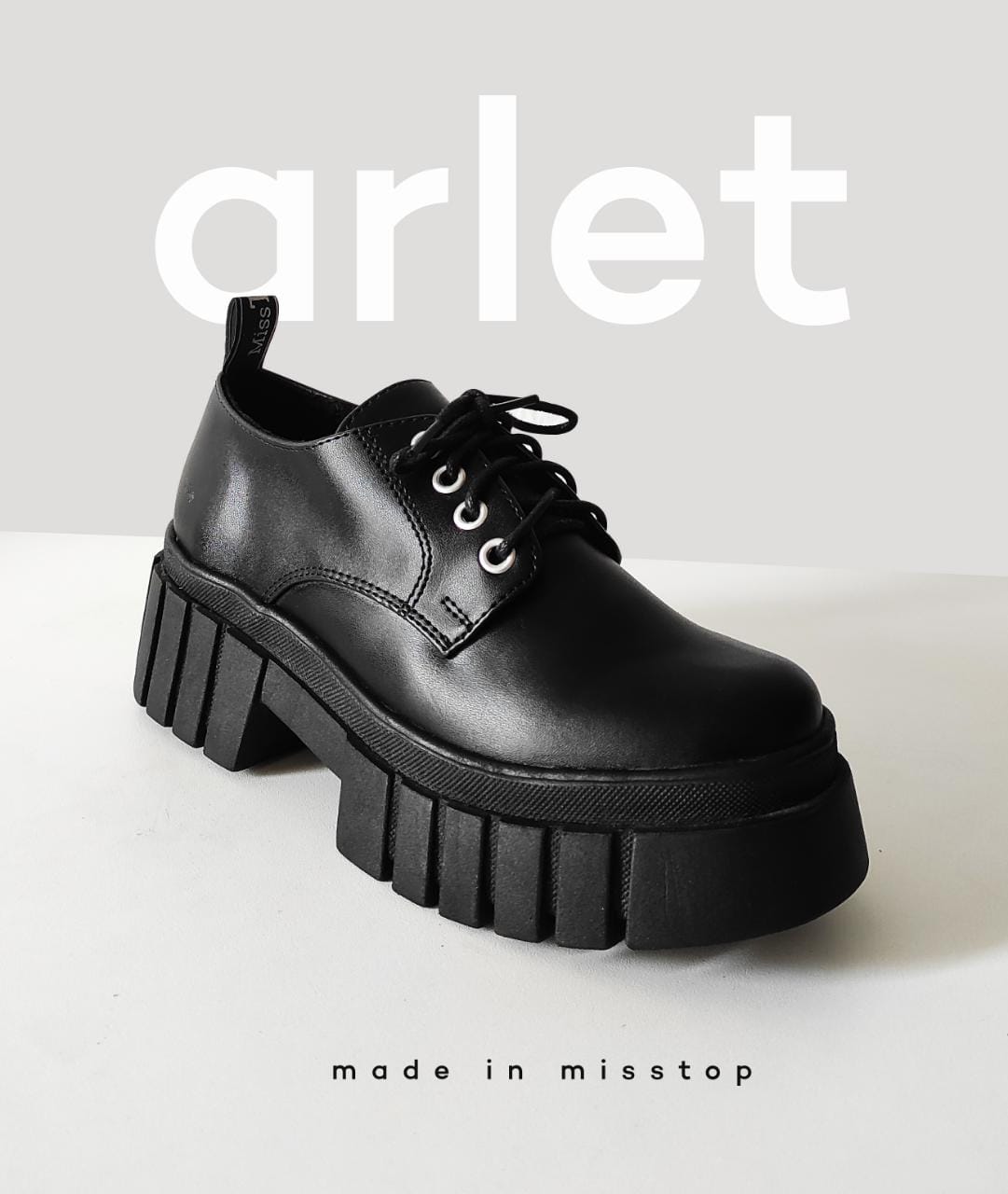 zapatos misstop negro con plataforma track de rayas verticales